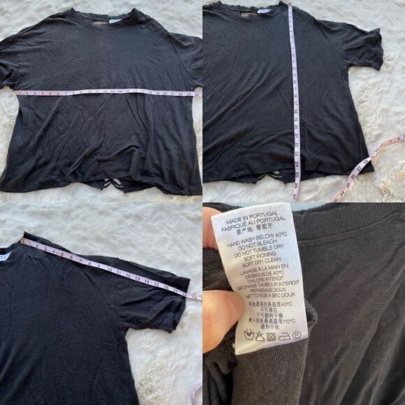 IRO 100% Linen Sturdy Tee Short Sleeve Oversized Cut Out Slouchy Top Black XS - Picture 12 of 13